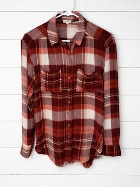Pilcro Red Rust Plaid Button-Down Shirt